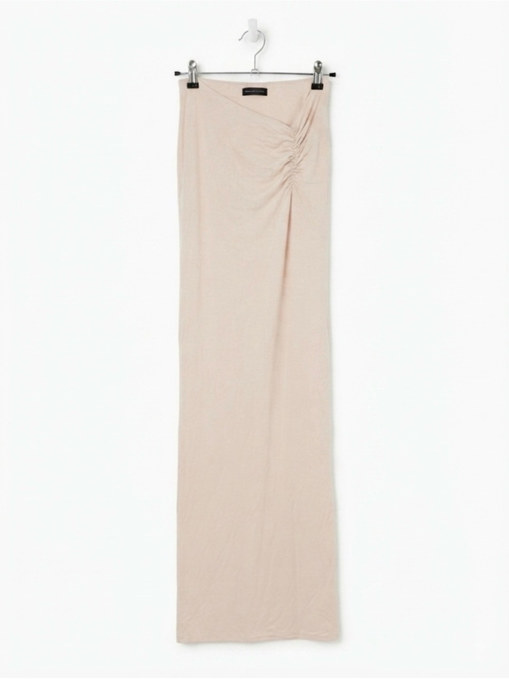 Naked Wardrobe Nude Blush Beige Ruched Side Bodycon Maxi Skirt Size S